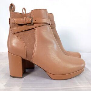 Vionic Nella Ankle Boots Black Leather Buckle Block Heel Women 8 Waterproof